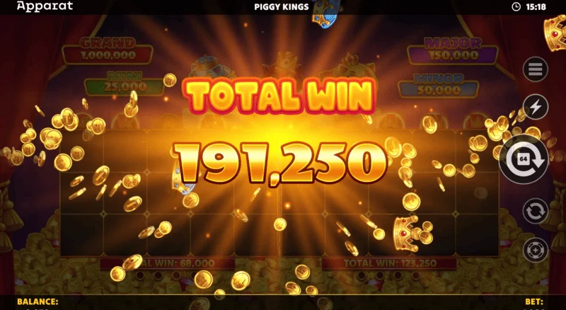 Piggy Kings - layar kemenangan di Free Games