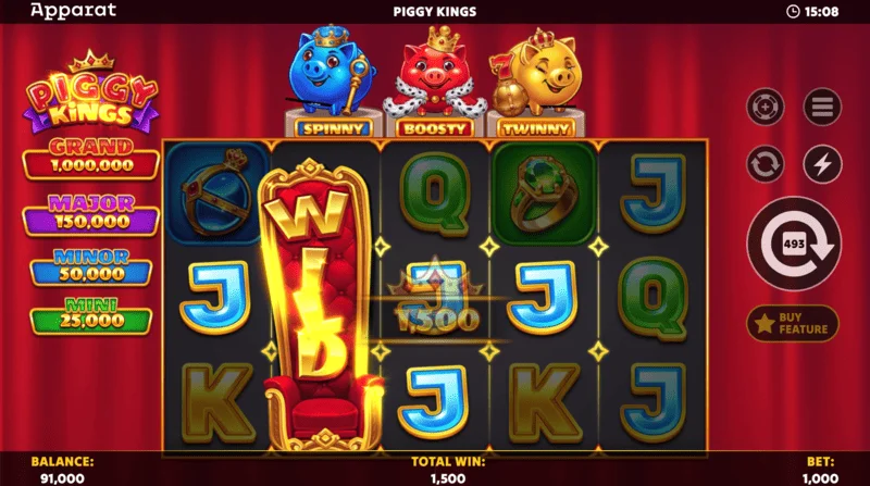 Piggy Kings - Koin Booster dalam tiga warna di lapangan